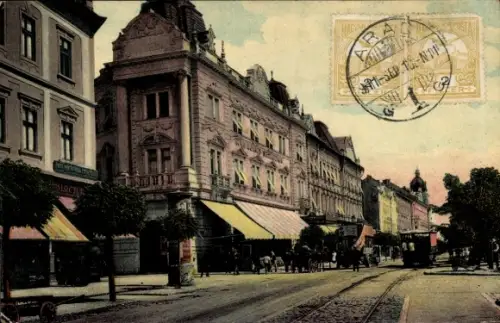 Ak Arad Rumänien, Straße, Geschäfte