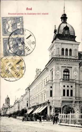 Ak Arad Rumänien, Neumann haz es Andrassy teri reszlet