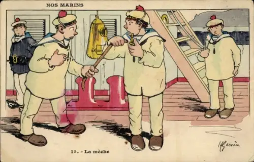 Künstler CPA Gervese, Nos Marins, La mèche