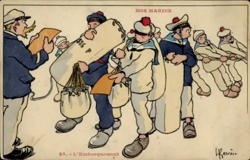 Künstler CPA Gervese, Nos Marins, L'Embarquement