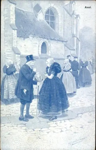 Künstler Ak Gerstenhauer, Johann Georg, Axel Zeeland Niederlande, Volkstracht