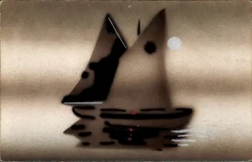 Ak Segelpartie, Segelboot, Spritzdruck