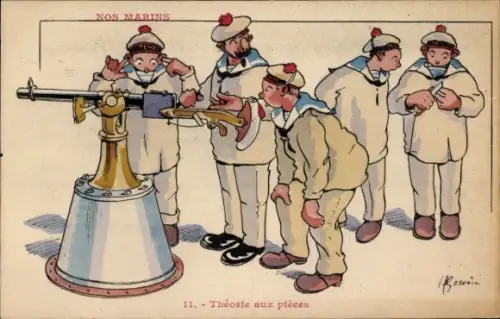 Künstler CPA Nos Marins, Théorie aux pièces