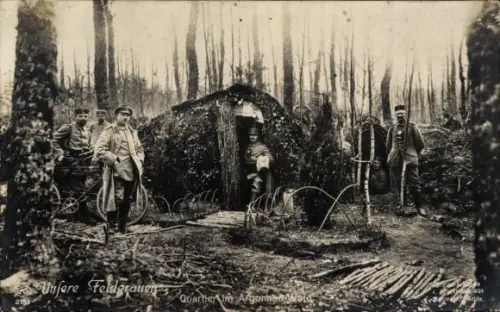 Ak Argonnen Wald, Quartier, Deutsche Soldaten