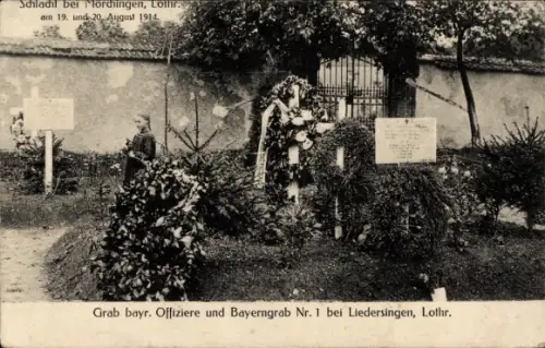 Ak Lidrezing Liedersingen Lothringen Moselle, Grab bayr. Offiziere und Bayerngrab Nr. 1