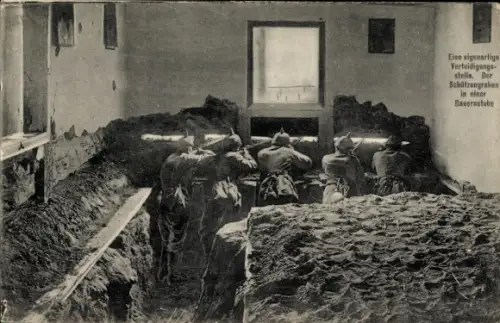 Ak Deutsches Heer im Felde, Der Schützengraben in einer Bauernstube