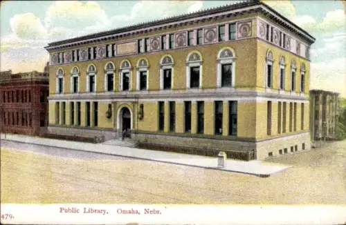Ak Omaha Nebraska USA, öffentliche Bibliothek