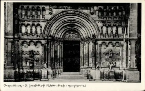 Ak Regensburg an der Donau Oberpfalz, St. Jacobskirche, Schottenkirche, Hauptportal