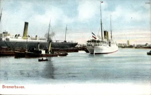 Ak Bremerhaven,  Passagierdampfer, Schlepper, Hafen, Nr.2356