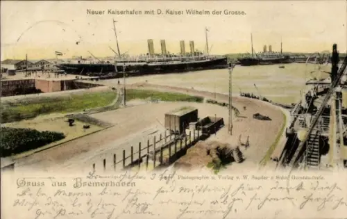 Ak Geestemünde Bremerhaven, Neuer Kaiserhafen, D. Kaiser Wilhelm der Grosse, Geestemünde, W. Sand