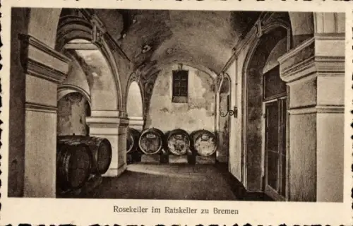 Ak Hansestadt Bremen, Rosekeller im Ratskeller, Fässer