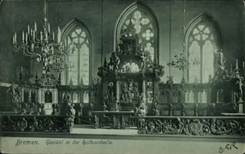 Ak Hansestadt Bremen,  Gestühl in der Rathaushalle