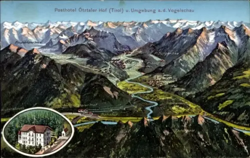 Landkarten Ak Ötztal Tirol, Posthotel Ötztaler Hof