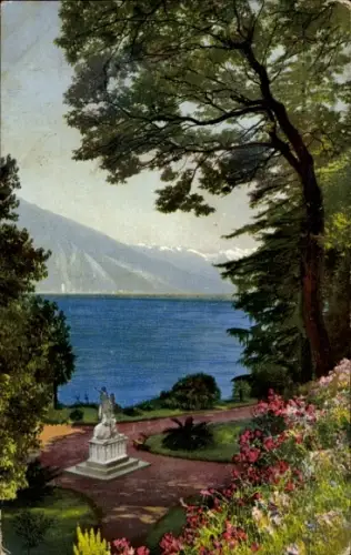 Ak Bellagio Lago di Como Lombardia, Lago di Como, Bellagio, Statue, Park