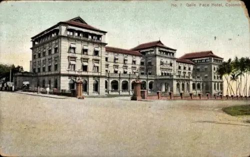 Ak Colombo Ceylon Sri Lanka, Galle Face Hotel, Außenansicht von der Straße