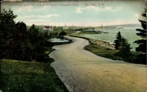 Ak Halifax Nova Scotia Kanada, Green Bank, Entrance to Point Pleasant Park, Halifax, Nova Scotia