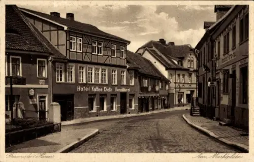 Ak Gernrode Quedlinburg im Harz, Hotel Café Dietz am Marktplatz