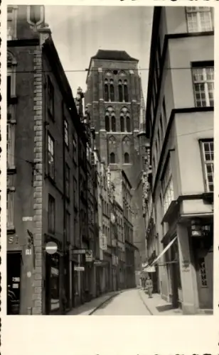 Ak Gdańsk Danzig,  Canggasse, Marienkirche (Kirchturm)