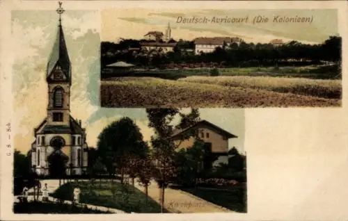 Ak Avricourt Allemand Deutsch Avricourt Meurthe et Moselle, Teilansicht, Kirche