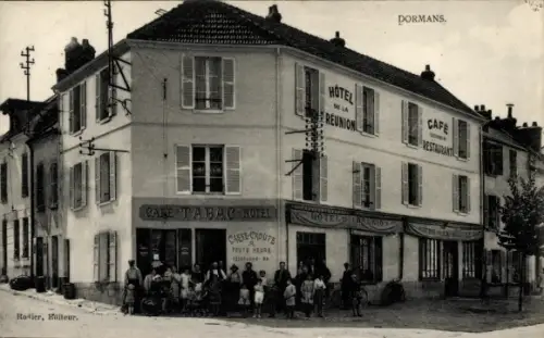 Ak Dormans Marne,  Hôtel de la Réunion, Café-Restaurant, Café-Tabac, Casse-croûte