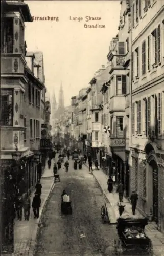 Ak Strasbourg Straßburg Elsass Bas Rhin, Lange Straße