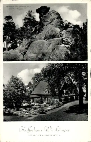 Ak Ibbenbüren in Westfalen, Dörenther Klippen, Hockendes Weib, Kaffeehaus Wienkämper
