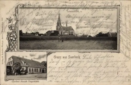 Ak Saerbeck in Westfalen, Totalansicht, Gasthof Joseph Hagemann