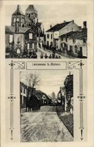 Ak Lavannes Marne,  Dorfstraße, Kirche, 691