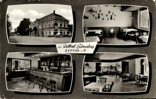 Ak Gronau in Westfalen, Gasthof Schmeing, Gronau i. 10., Außenansicht, Schankraum, Speisesaal, Ja