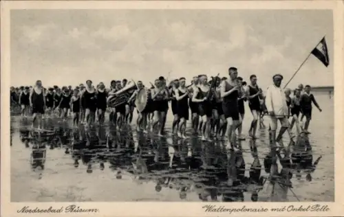 Ak Nordseebad Büsum, Nordseebad  Wattenpolonaise, Onkel Pelle, marschierende Musiker