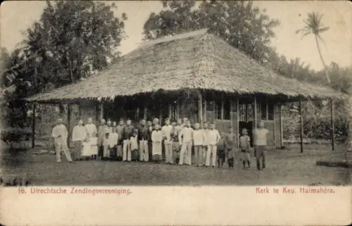 Ak Insel Halmahera Indonesien, Utrechtsche Zendingvereeniging, Kerk te Kau