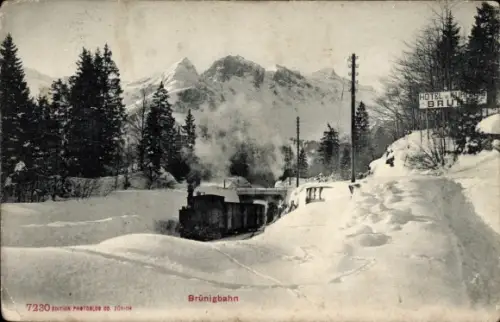 Ak Verschneite Landschaft, Brünigbahn