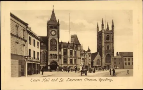 Ak Reading Berkshire, Town Hall and St. Lawrence Church, Tuck 2655