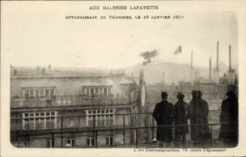 CPA Aux Galeries Lafayette, aviateur Jules Védrines , 19 janvier 1919