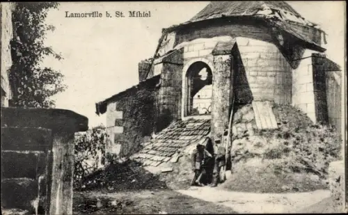 Ak Lamorville Lothringen Meuse, Kriegszerstörungen, I. WK