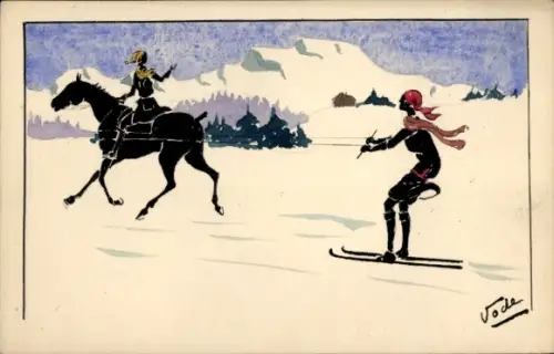 Künstler Ak Vode, Skijöring