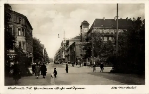Ak Katowice Kattowitz Oberschlesien, Grundmannstraße, Lyzeum