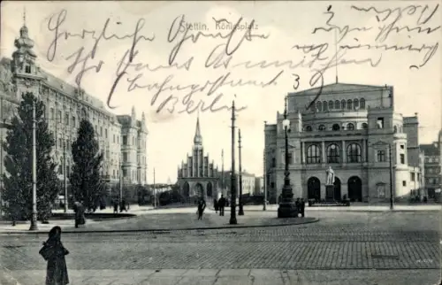 Ak Szczecin Stettin Pommern, Königsplatz