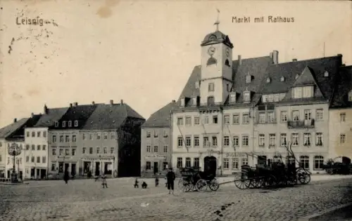 Ak Leisnig in Sachsen, Markt, Rathaus