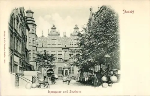 Ak Gdańsk Danzig, Jopengasse, Zeughaus