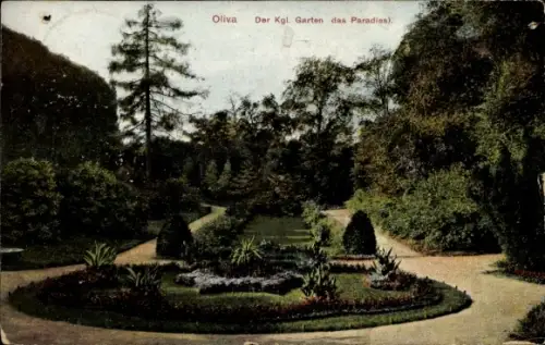 Ak Oliva Gdańsk Danzig, der Königliche Garten, das Paradies