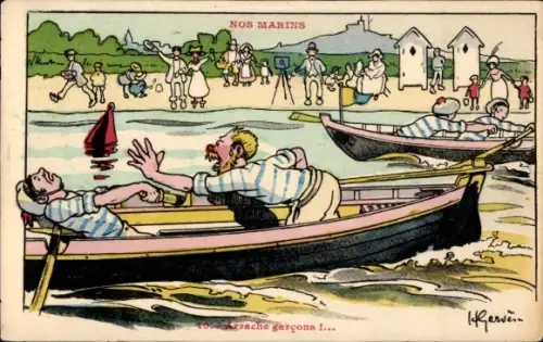 Künstler CPA Nos Marins, Arrache garçons
