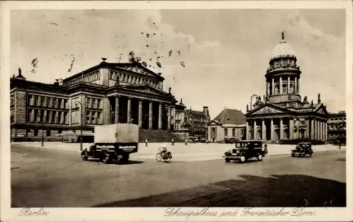 Ak Berlin, Schauspielhaus und Französischer Dom