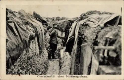 Ak Gesamtansicht eines Schützengrabens, I. WK