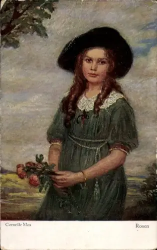 Künstler Ak Max, Corneille, Rosen, Junges Mädchen, Portrait, Primus 3049