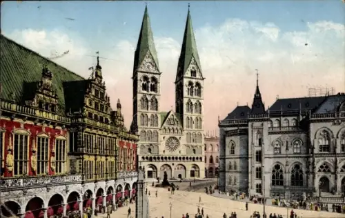Ak Hansestadt Bremen, Rathaus, Dom, Börse