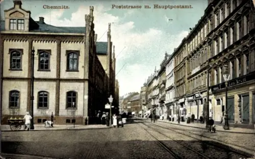 Ak Chemnitz in Sachsen, Poststraße, Hauptpostamt