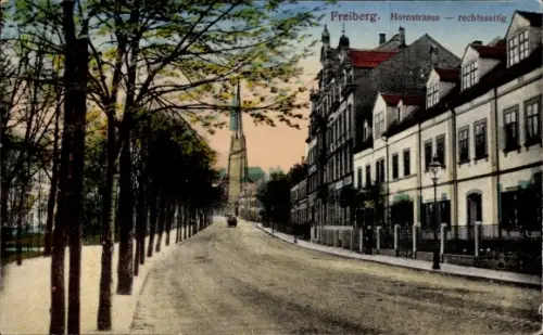 Ak Freiberg in Sachsen,  Hornstraße, rechtsseitig
