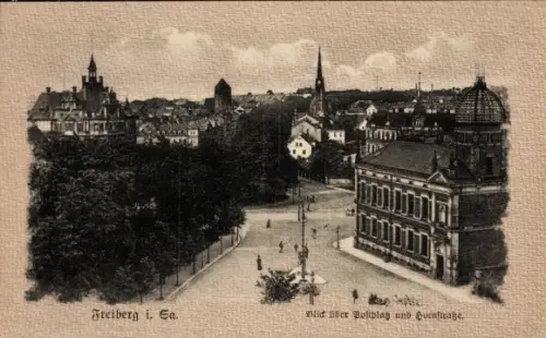 Ak Freiberg in Sachsen, Blick über Postplatz und Hornstraße