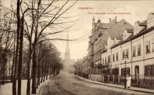 Ak Freiberg in Sachsen, Hornstraße mit Jakobikirche